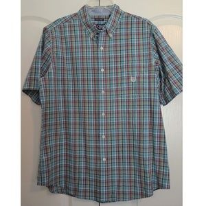 Chaps Shirt L 16-16 1/2 Plaid Short Sleeves
